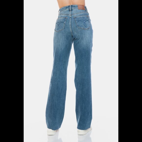 Judy Blue Full Size Tummy Control Cut Raw Hem Straight Jeans - Picture 10 of 12